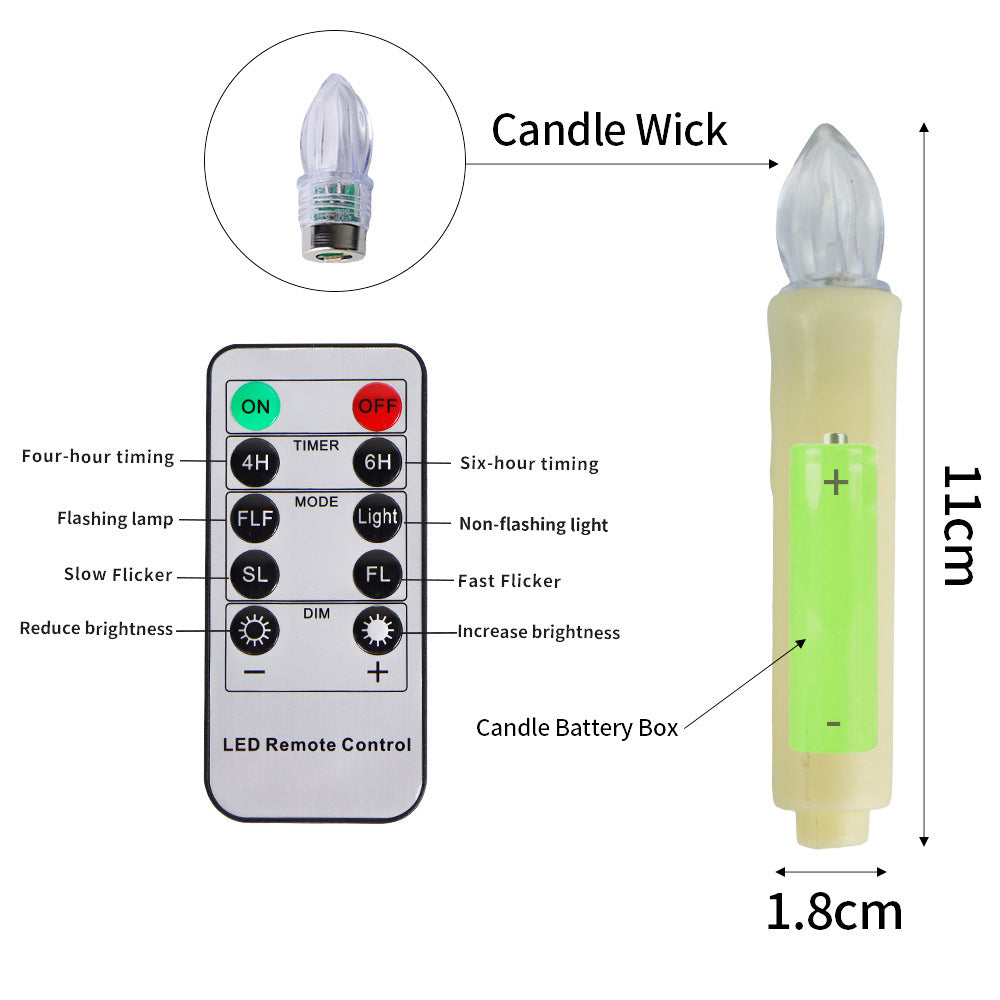 Christmas Tree Decorative Band Clip Long Brush Holder LED Candle Light Timing Remote Control Electronic Candle Set