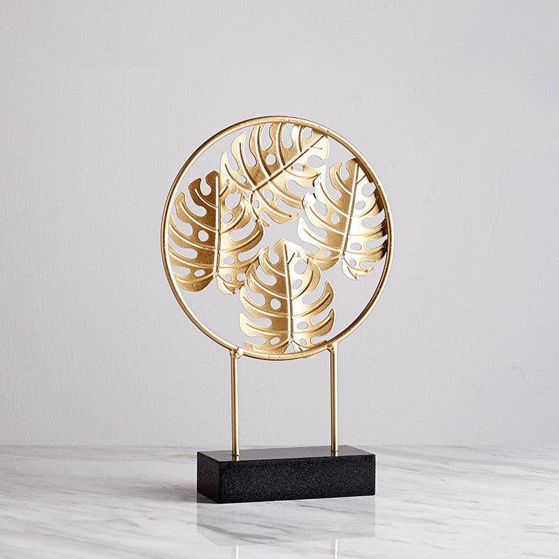 Iron Terrazzo Leaf Style Table Top Decoration Golden Ginkgo Leaf