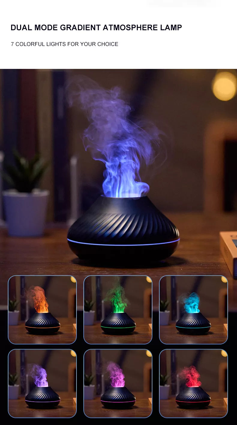 RGB 130ML Flame Humidifier Diffuser Aroma Essential Oil Fire Flame Aroma Diffuser