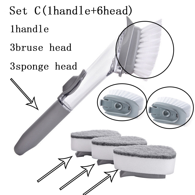 2 In 1 Long Handle Cleaning Brush With Removable Brush Head Kitchen Gadgets