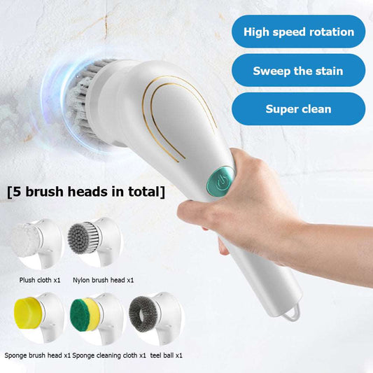 Electric Handheld Dishwashing Brush: Multifunctional Scrubber for Kitchen, Bathroom, and Tile 5 Head Drill Brush Set