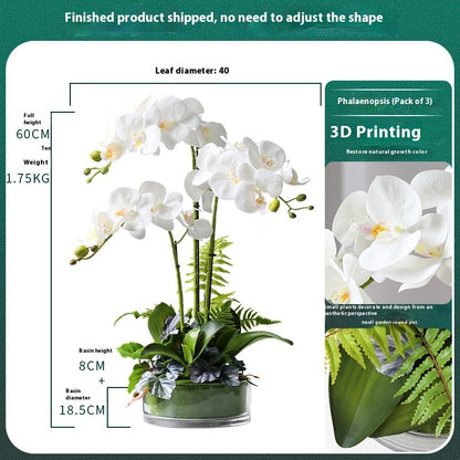 Phalaenopsis Potted Plant Finished Artificial Flower Tabletop Foyer Placement