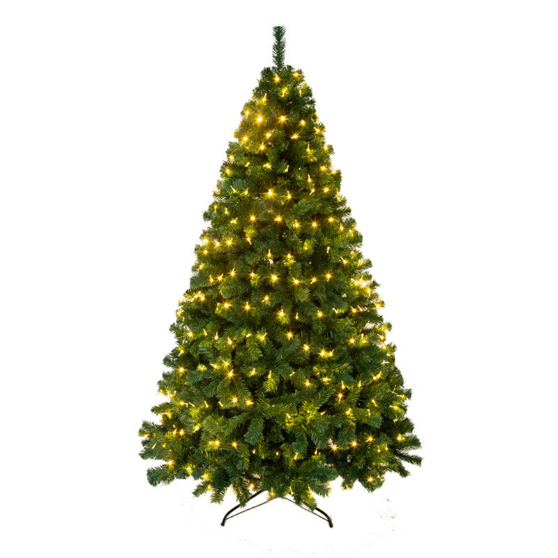 7FT Pre-lit Artificial Christmas Tree Premium Spruce Hinged Xmas Tree with LED Lights & Metal Stand for Indoor Use