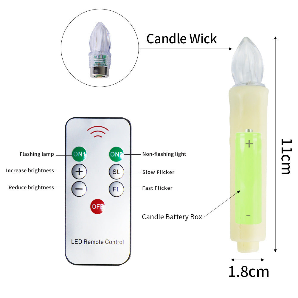 Christmas Tree Decorative Band Clip Long Brush Holder LED Candle Light Timing Remote Control Electronic Candle Set