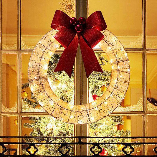 50cm LED Christmas wreath with gold bow