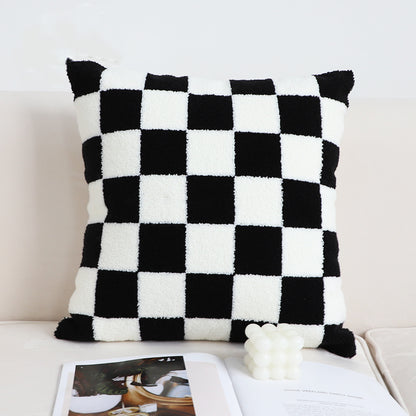 Black and White Simple Checkerboard Pillow Living Room Sofa