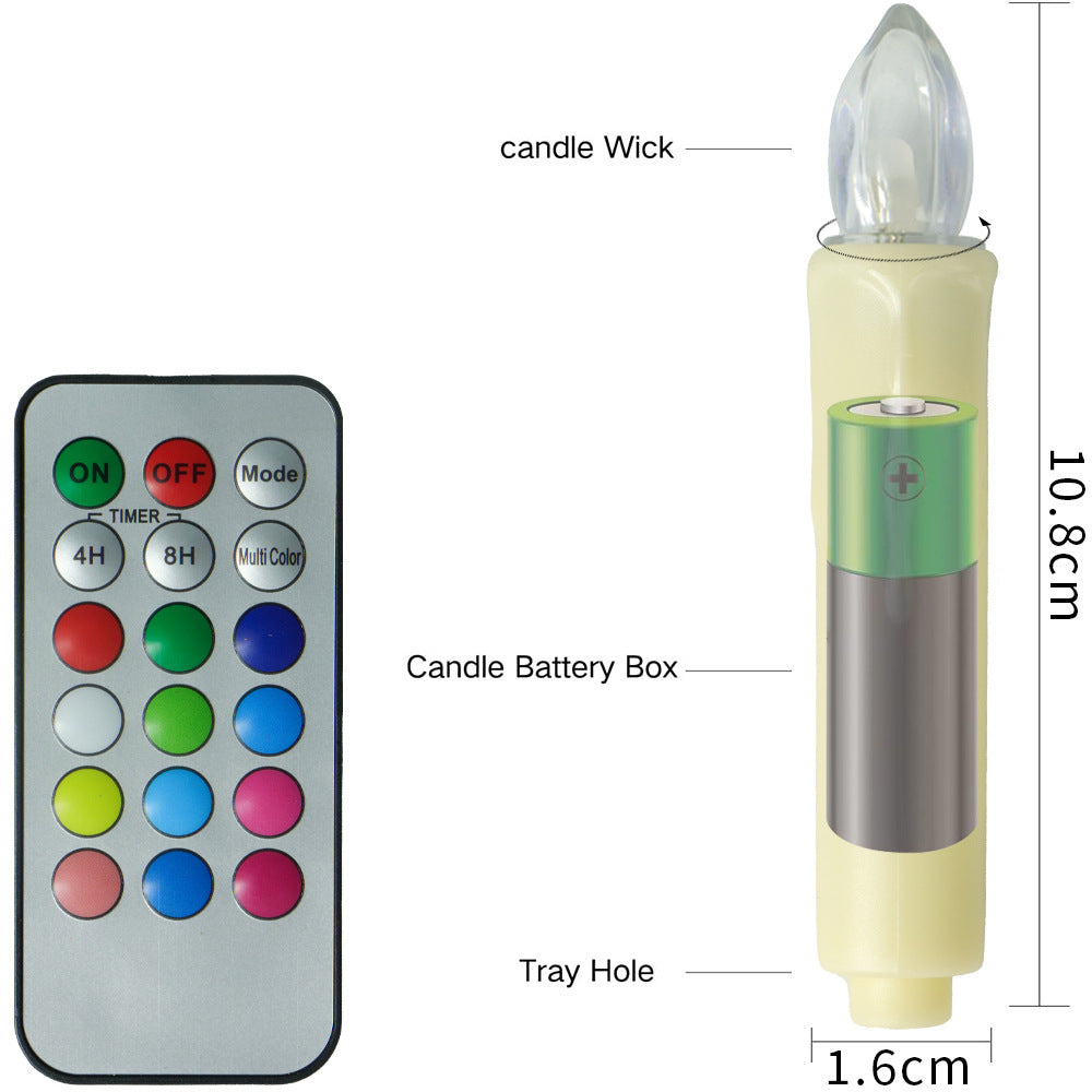 Christmas Tree Decorative Band Clip Long Brush Holder LED Candle Light Timing Remote Control Electronic Candle Set