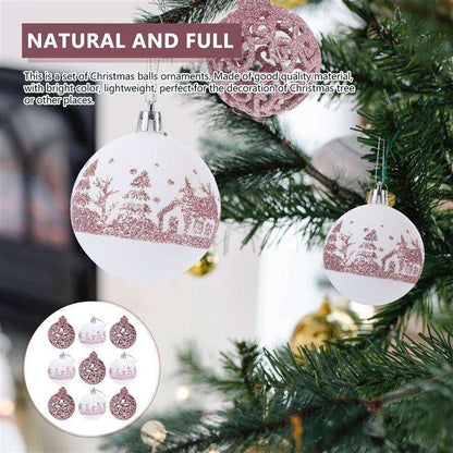 9pcs Christmas Balls Xmas Tree Hanging Pendants Shiny Christmas Tree Ball Drop Ornament Home DIY Decor Accessories