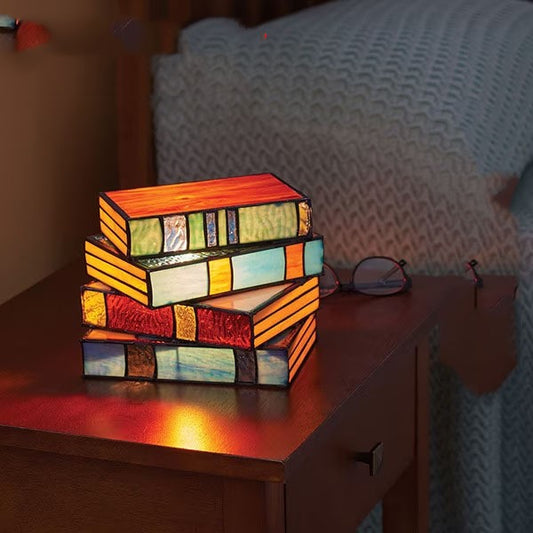 Stacked Books Lamp Nightstand Desk Lamps Resin Handicraft Stacked Books Light Reading Light Decor