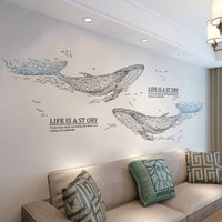 Wall Stickers Murals Abstract Geometric Whale 3D Starry Sky Big Fish Wall Stickers Furnishings Living Room Wall Sticker Home Decor Art