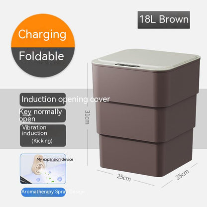 Smart Trash Can With Lid For Bedroom & Living Room Kitchen Storage Box Trash Can Induction Small Car Box Automatic Smart Dustbin Smart Trash Bin