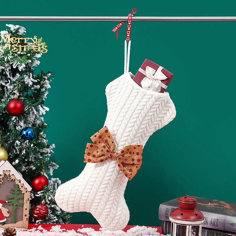 Christmas Decorations Knitting Wool Hanging Gift Bag
