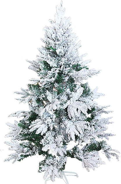 Snow Flocked Artificial Christmas Tree, Pre-Decorated Hinged Decorated Trees, with Star Ornaments Eco-Friendly Xmas Tree