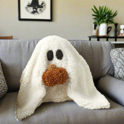 Gus The Ghost With Pumpkin Pillow