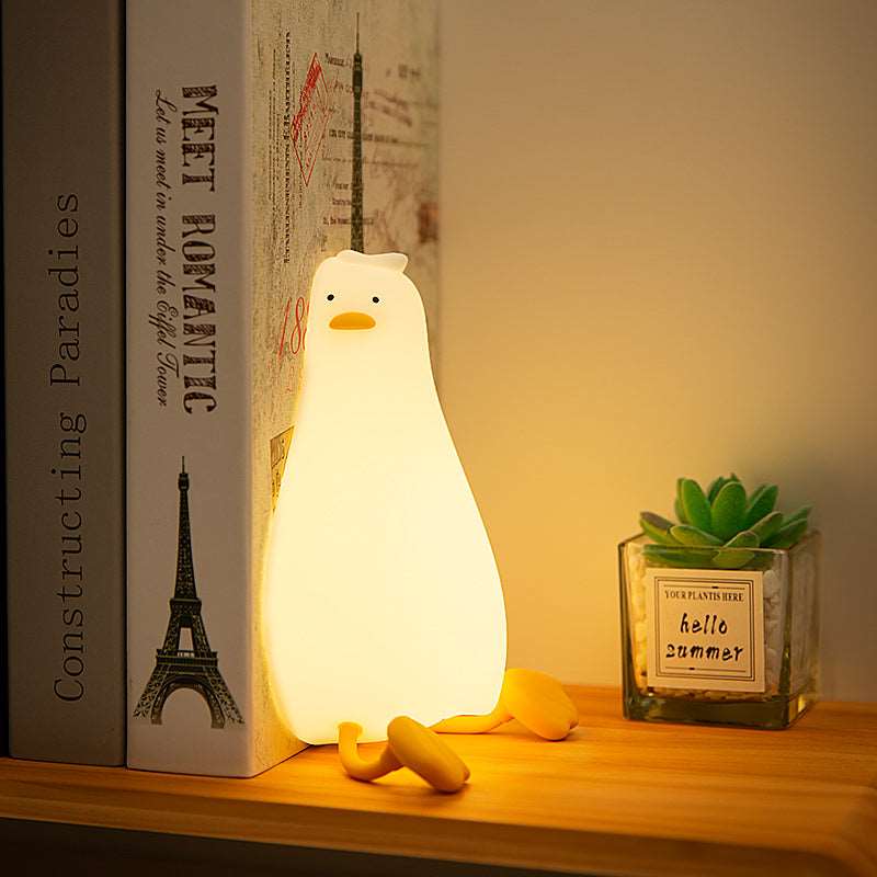 Lie Flat Duck Silicone Night Light Children's Bedside Table Lamp