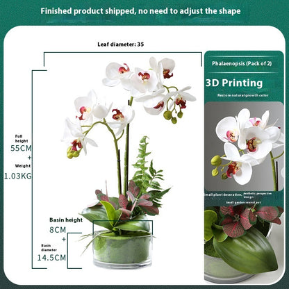 Phalaenopsis Potted Plant Finished Artificial Flower Tabletop Foyer Placement