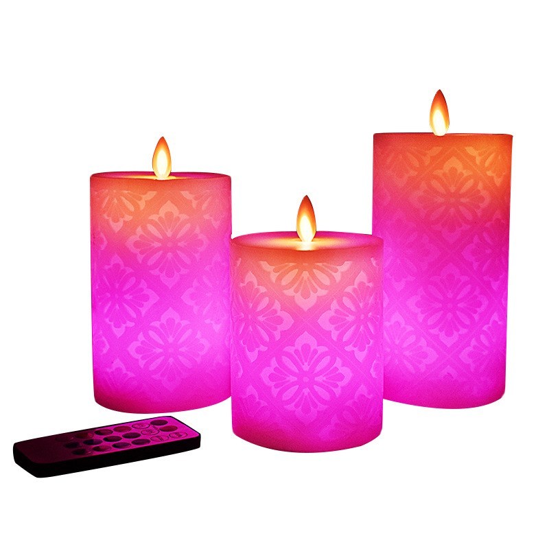 LED Hollow Pattern 18-key Remote Control Electronic Candle Decoration Lamp