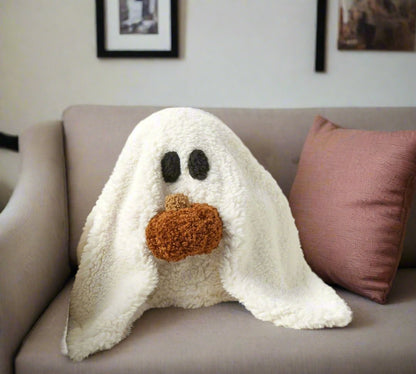 Gus The Ghost With Pumpkin Pillow