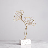 Iron Terrazzo Leaf Style Table Top Decoration Golden Ginkgo Leaf