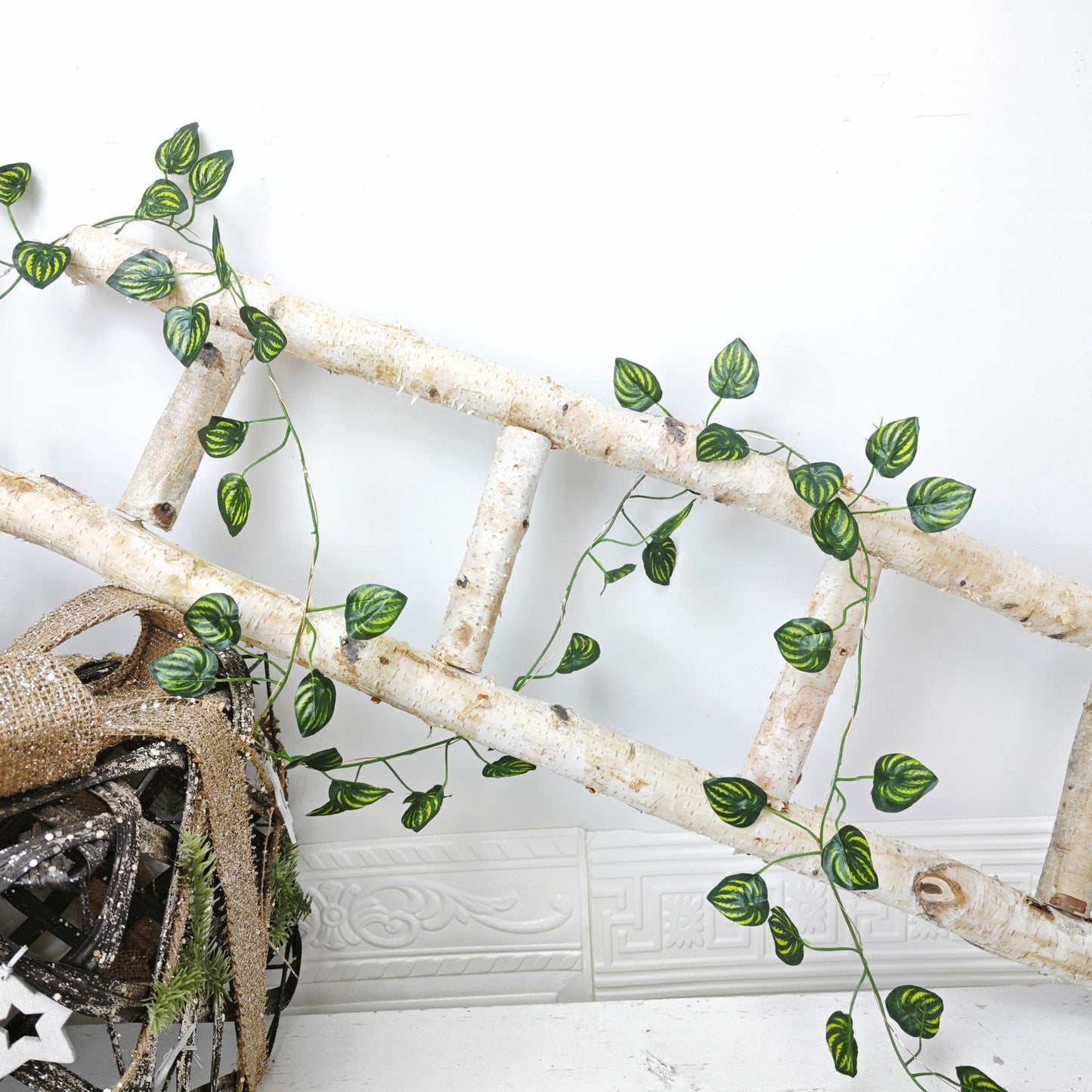 LED Green Leaf Copper Wire Lighting Chain Indoor Room Decoration