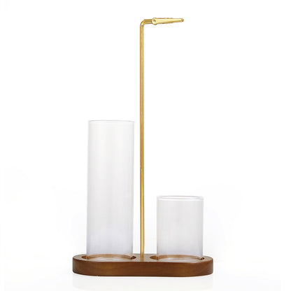 Solid Wood 8-shaped Incense Burner Rubber Wood Glass Incense Burner