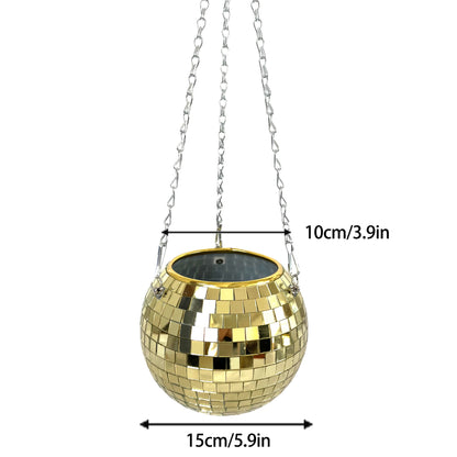 Hanging Mirror Ball Flowerpot Garden Hanging Basket