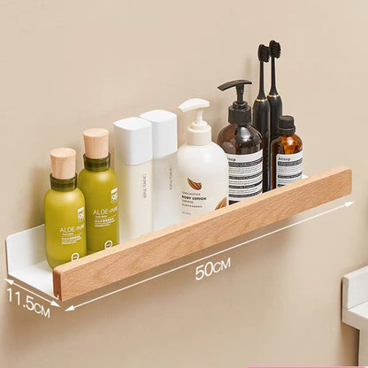 Solid Wood Bathroom Non-perforated Shelves