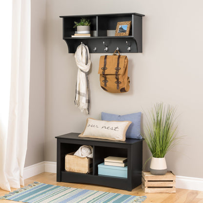 Wide Hanging Entryway Wood Floating Shelf