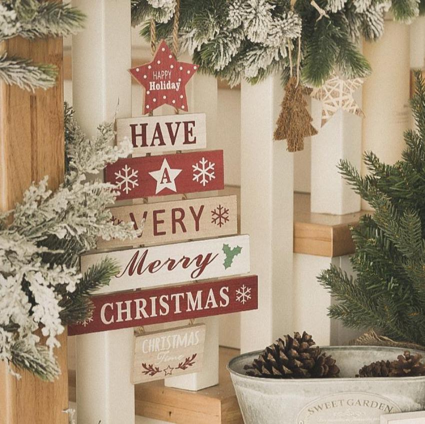 Christmas Wooden English Blessing Listing Wall Decorations