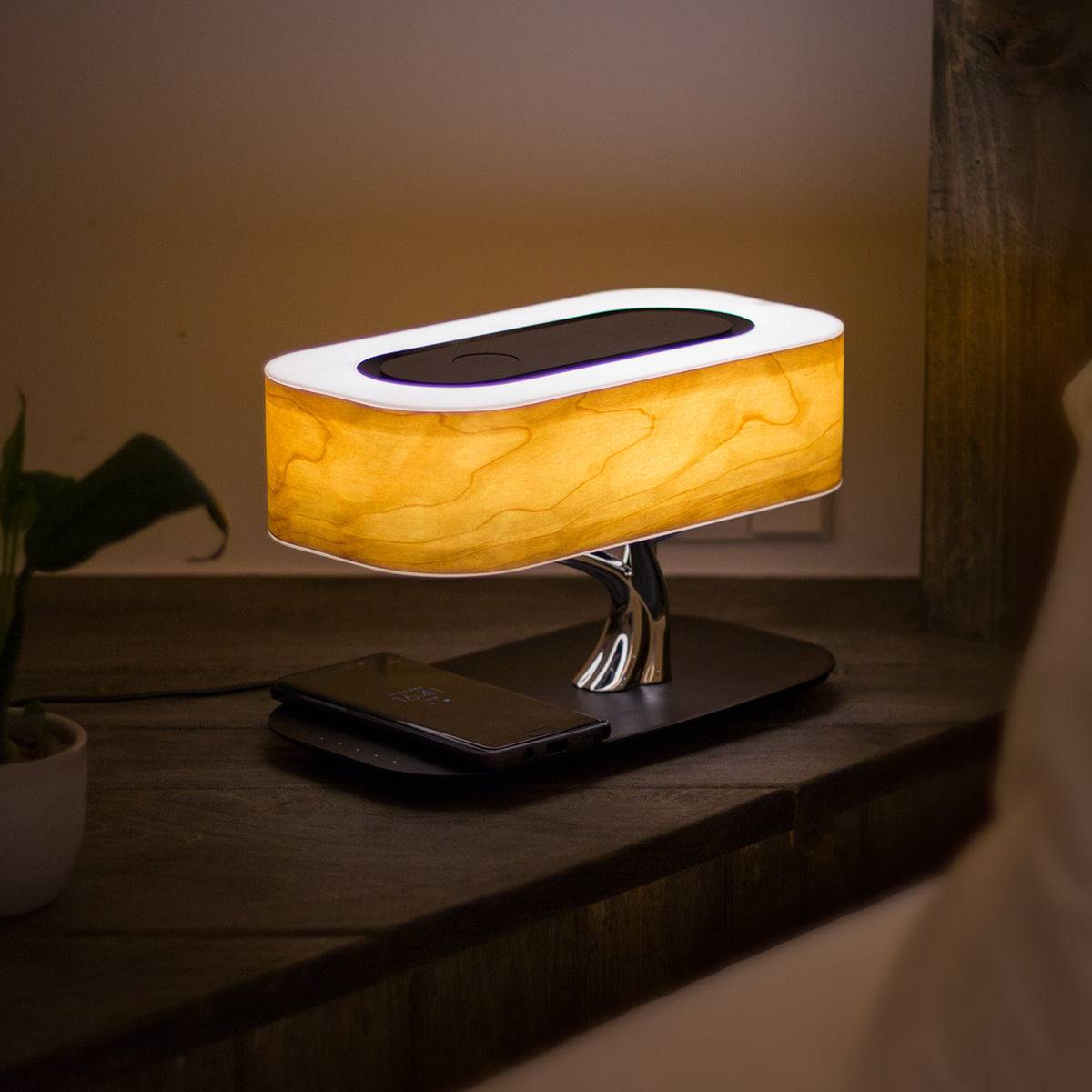Creative Tree Light Table Lamp Bluetooth-Compatible Music Speaker Bedside Light Dimmable Phone Wireless Charging Desk Lights