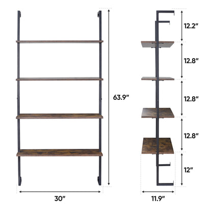 4-Tier Wood Modern Floating Shelf Wall-Mounted