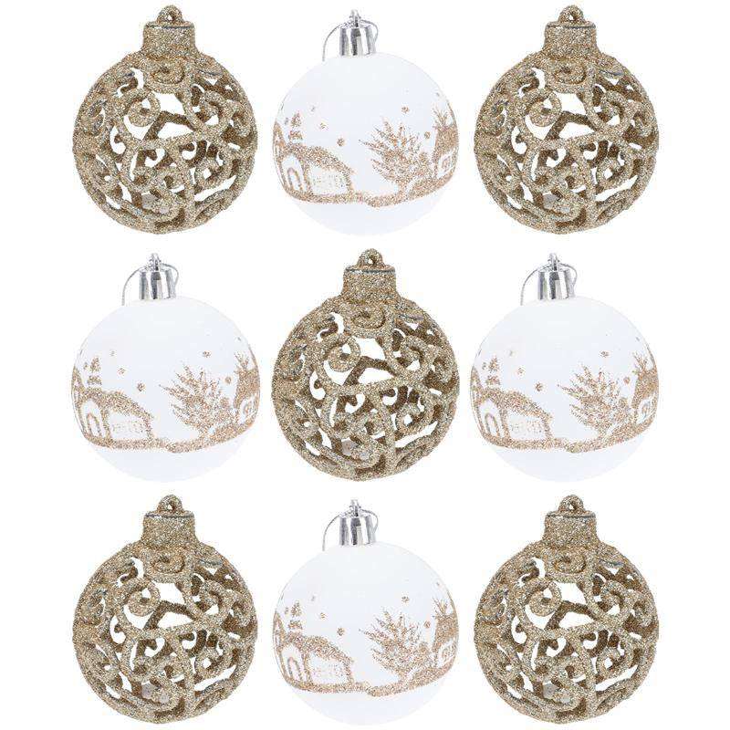9pcs Christmas balls set in champagne gold