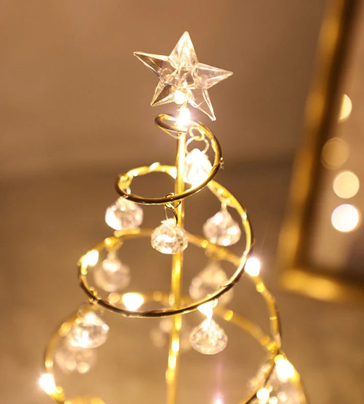 Rechargeable crystal lamp glowing with warm light