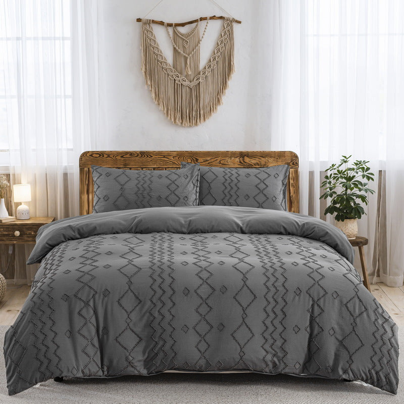 Floral Diamond Wave Quilt Cover Bedding Set