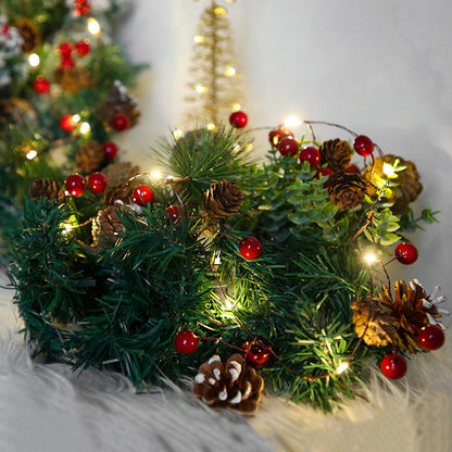 LED fairy lights with pine cones and pine needles for indoor decor