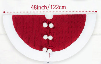 White Pompon Knitted Christmas Tree Skirt Bottom Apron Shawl