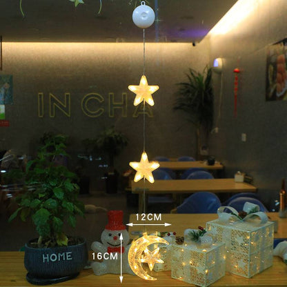 Christmas 3pcs LED Light Star Xmas Tree Hanging Sucker Lamp Window Ornaments Decoration For Home Xmas Navidad 2023 New Year Decor Christmas Decorations