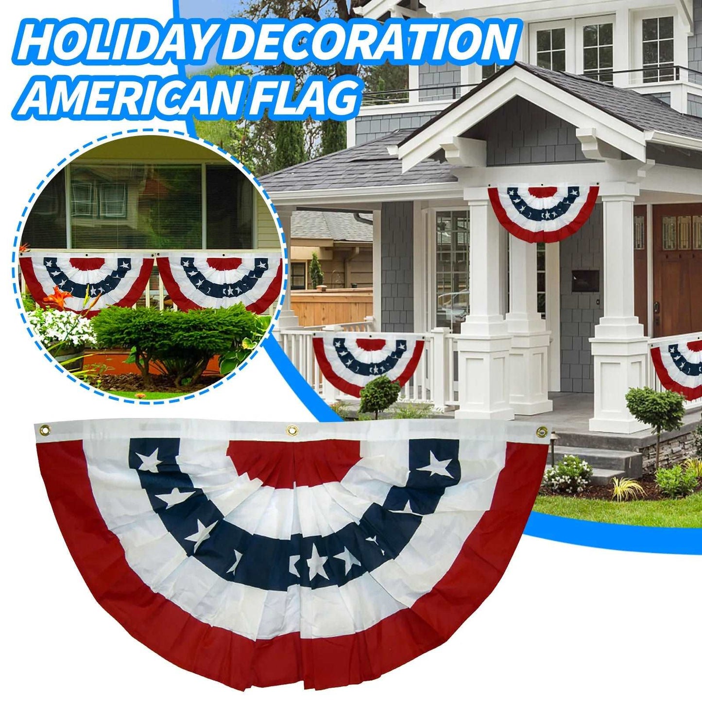 Decoration Bunting Patriotic Flag Fan Stripes Title With Canvas American Pleated And USA Print Flags 3x5 Outdoor Seasonal Set