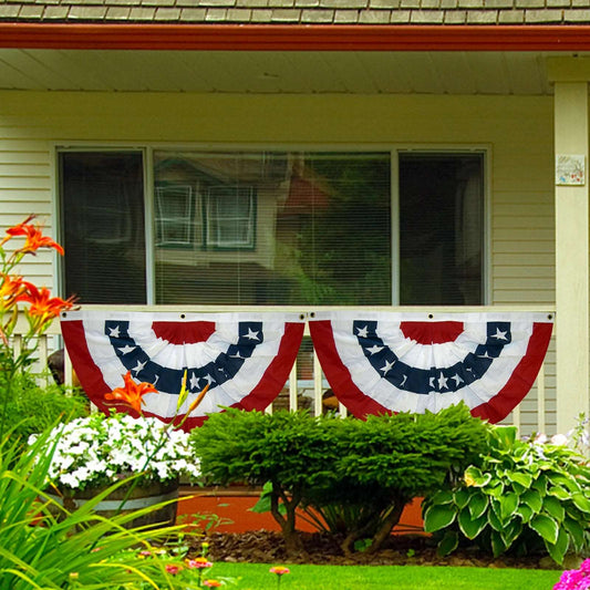 Decoration Bunting Patriotic Flag Fan Stripes Title With Canvas American Pleated And USA Print Flags 3x5 Outdoor Seasonal Set