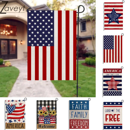 USA Patriotic Stars and Stripes Let Freedom Ring Garden Flag Double Sided Outside, 4th of July Independence Memorial Day Yard