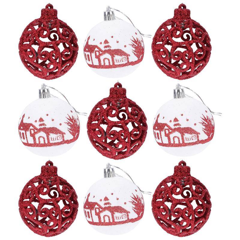 9pcs Christmas Balls Xmas Tree Hanging Pendants Shiny Christmas Tree Ball Drop Ornament Home DIY Decor Accessories