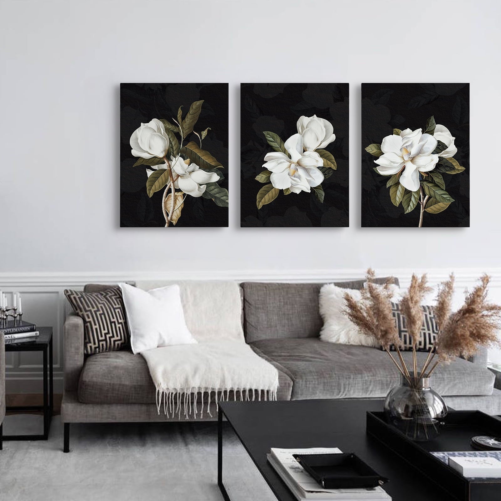 3 Pcs Magnolia Flowers Canvas Wall Art