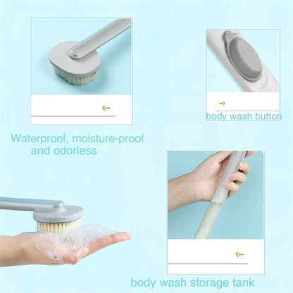 Shower Brush Multifunctional Bath Brush Back Body Bath Shower Sponge Scrubber Handle Massager Bathroom Brush Set