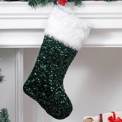 3 Pcs set Christmas Decorations Sequin Plush Xmas Gifts Socks Kids Favor Gift Bags Xmas Ornaments For Home Merry Christmas Party Supplies