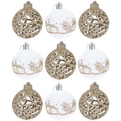 9pcs Christmas Balls Xmas Tree Hanging Pendants Shiny Christmas Tree Ball Drop Ornament Home DIY Decor Accessories