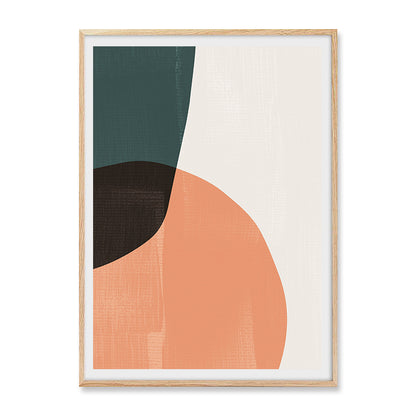 Abstract geometry canvas wall art in orange black and teal