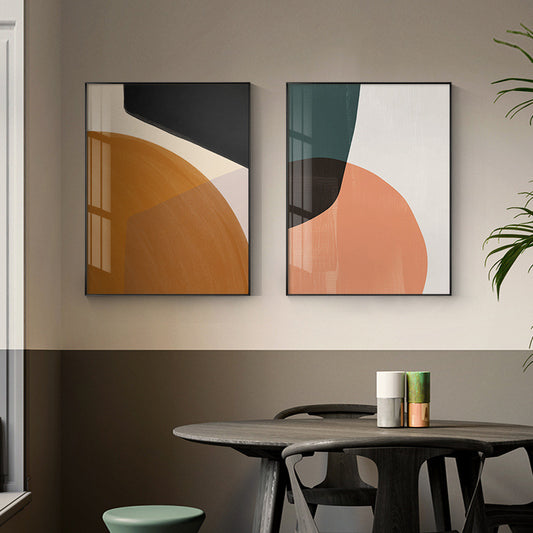 Abstract geometry canvas wall art styled in living room