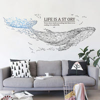 Wall Stickers Murals Abstract Geometric Whale 3D Starry Sky Big Fish Wall Stickers Furnishings Living Room Wall Sticker Home Decor Art