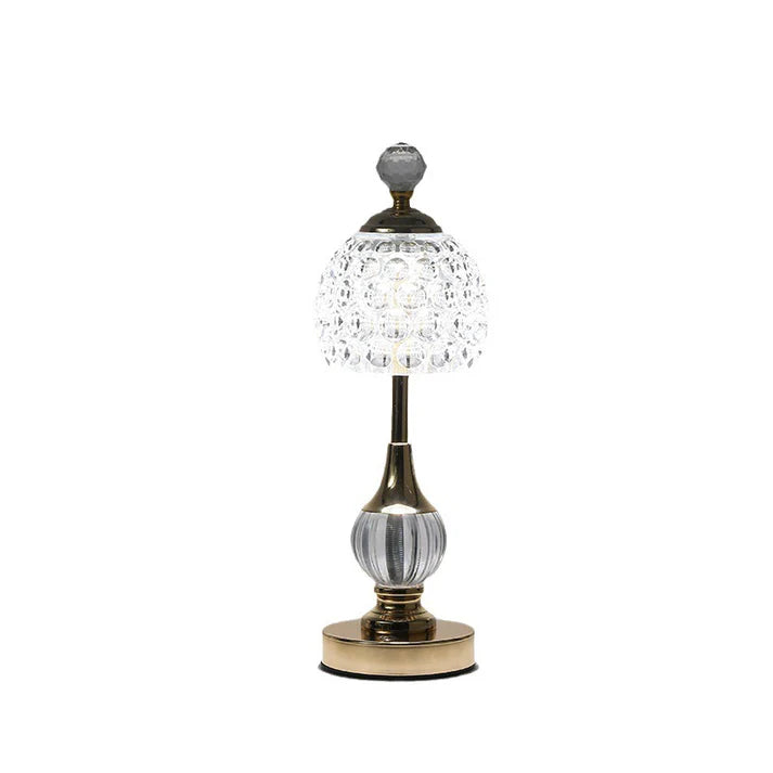 Acrylic crystal mushroom touch table lamp full view white background