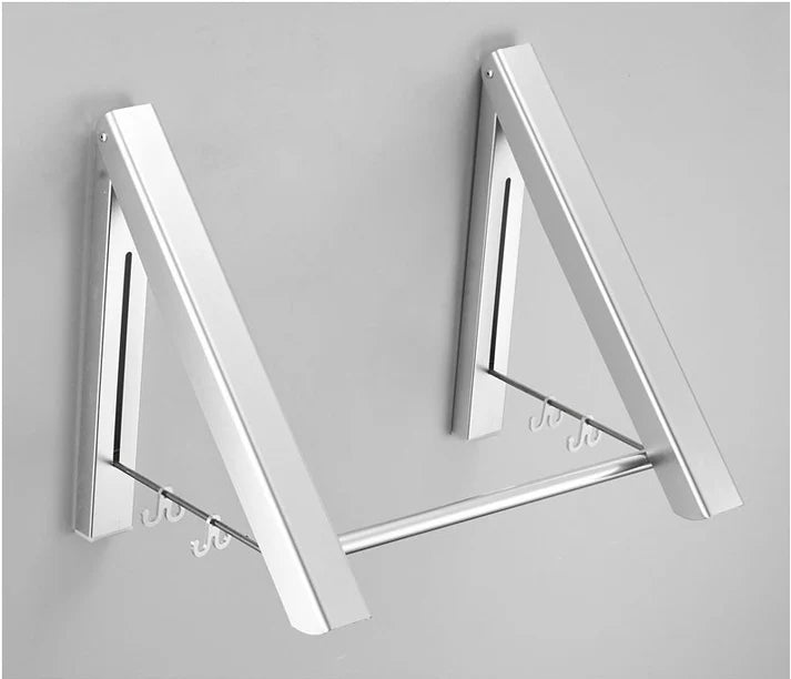 Aluminum retractable wall drying rack fully extended view